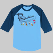 Reclaim Recess (blue) men's raglan sleeve t-shirt (color options)