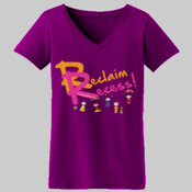 Reclaim Recess (pink) ladies v-neck t-shirt (color options)