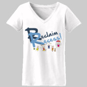 Reclaim Recess (blue) ladies v-neck t-shirt (color options)